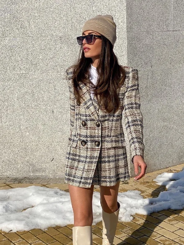 All-match Plaid Suit Pants Skirt Suit