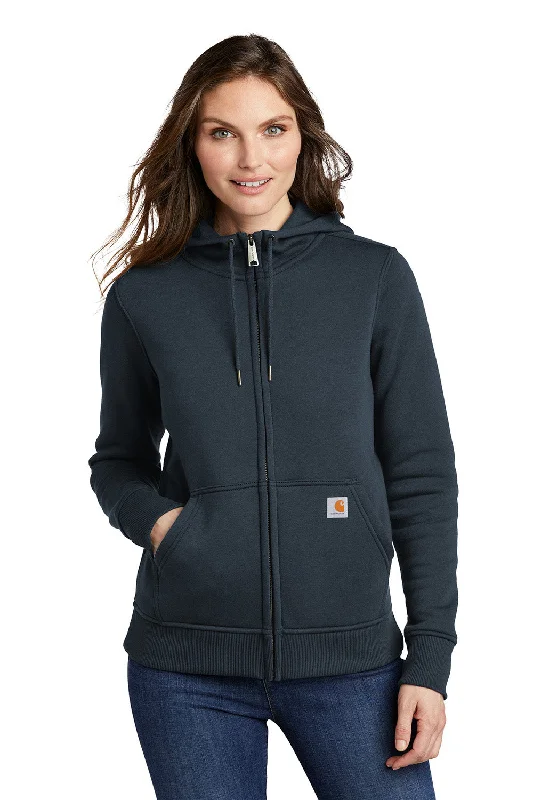 Carhartt Womens Clarksburg Full Zip Hooded Sweatshirt Hoodie - Navy Blue