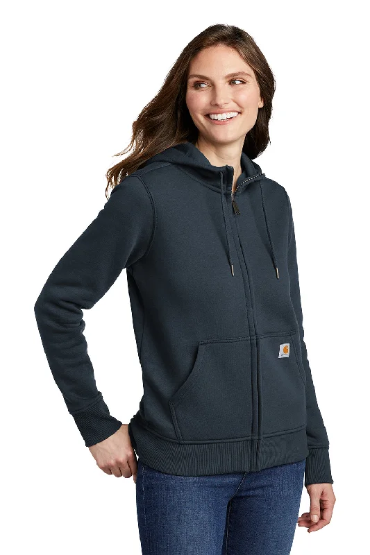 Carhartt Womens Clarksburg Full Zip Hooded Sweatshirt Hoodie - Navy Blue