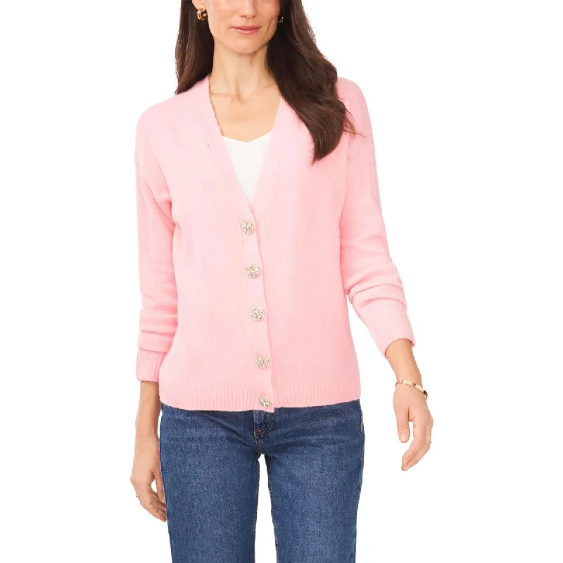 CeCe Womens    Button Down V Neck Cardigan Sweater