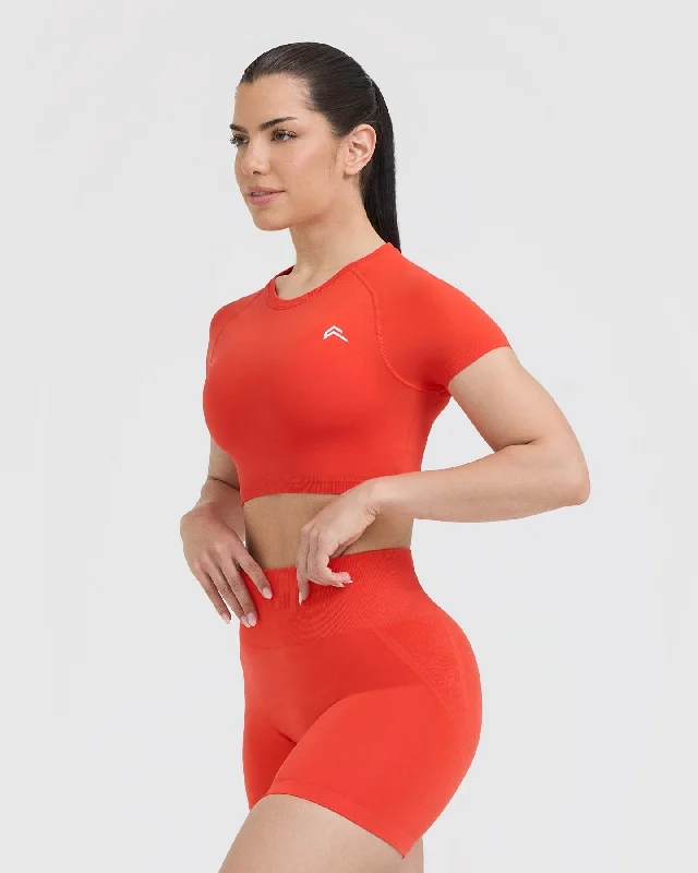 Go To Seamless Fitted Crop Top | Charged Orange