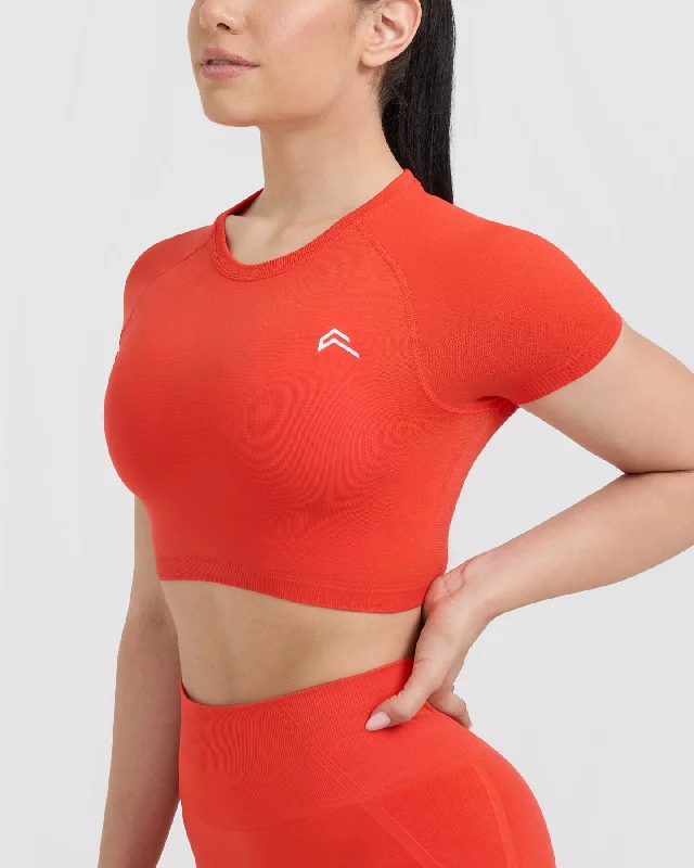 Go To Seamless Fitted Crop Top | Charged Orange