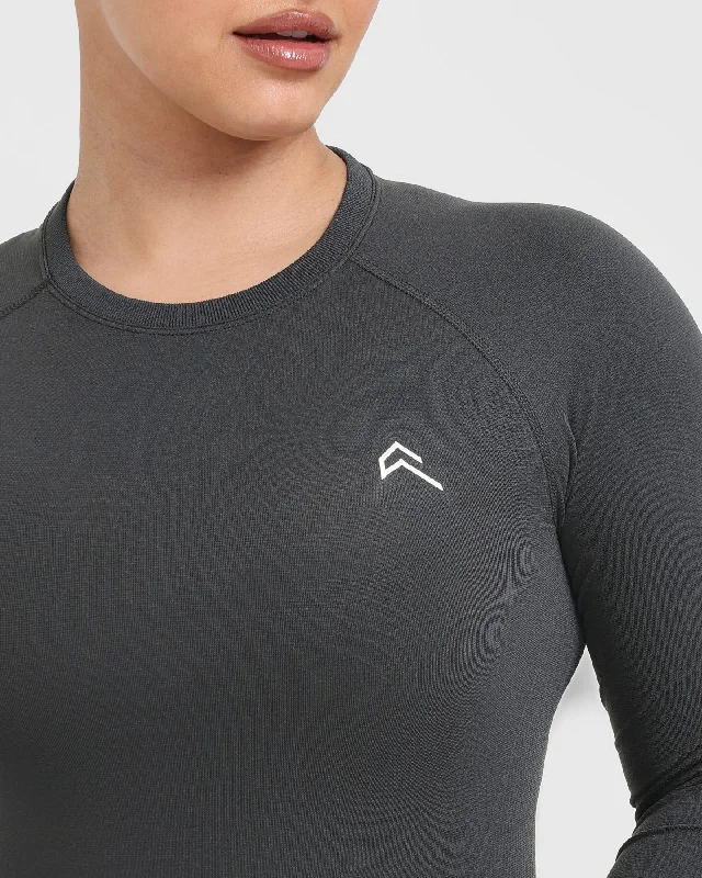 Go To Seamless Fitted Long Sleeve Top | Coal