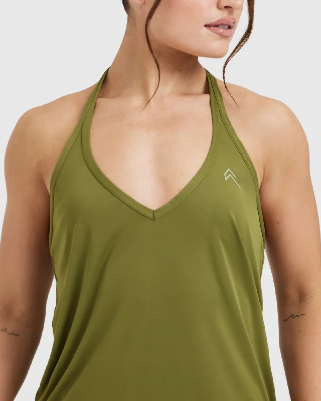 Go To Strappy Loose Vest | Olive Green