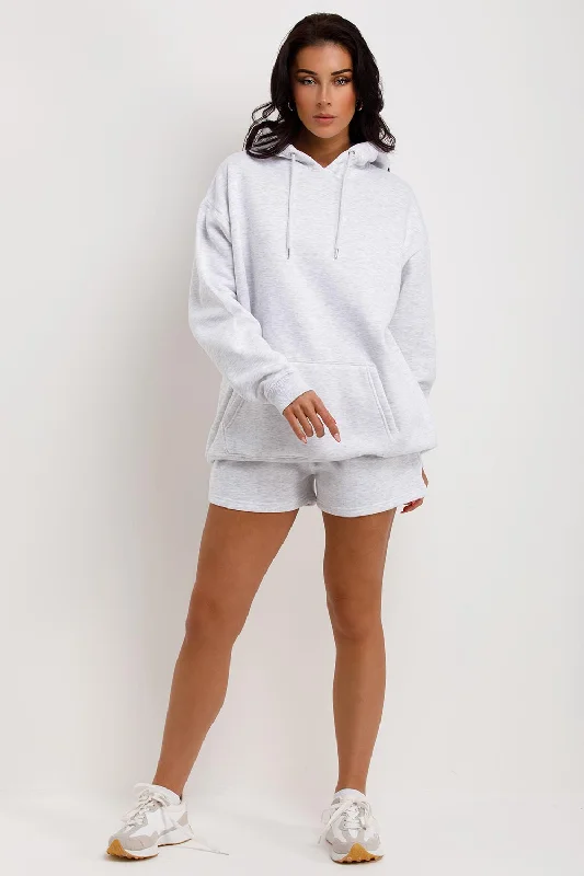 Hoodie And Shorts Tracksuit Grey Marl