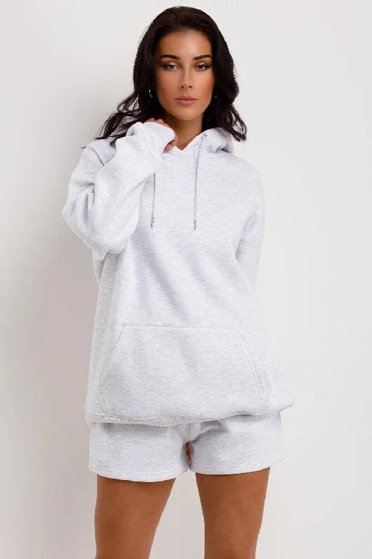 Hoodie And Shorts Tracksuit Grey Marl