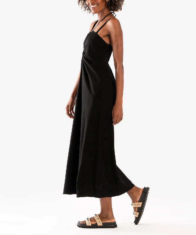 Lydia Spaghetti Strap Dress with Smoked Back (Black)