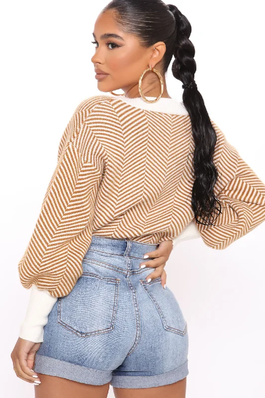 Madison Stripe Cropped Cardigan - Ivory/combo