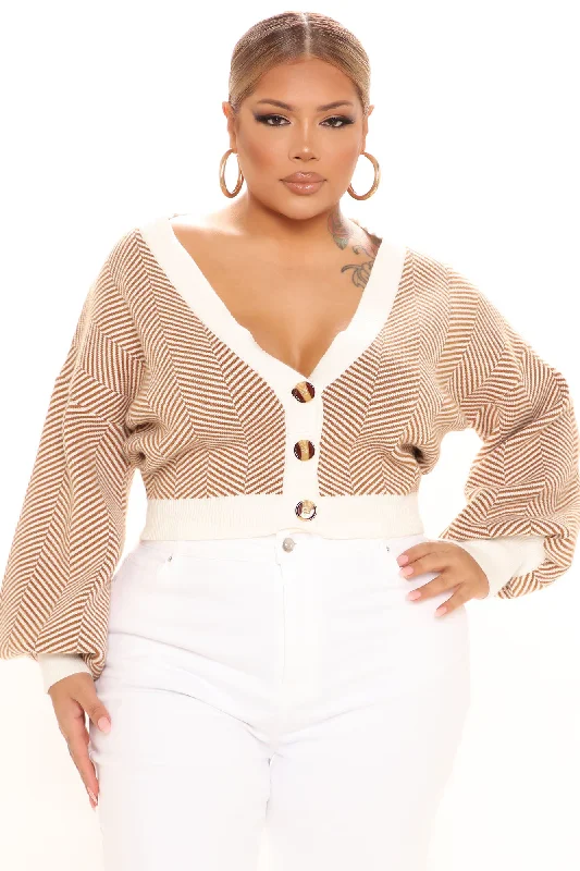 Madison Stripe Cropped Cardigan - Ivory/combo