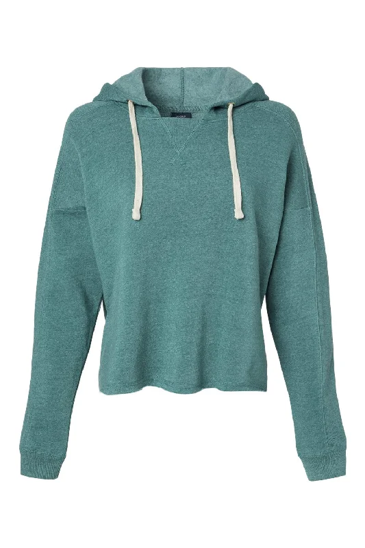 MV Sport Womens Angel Fleece Crop Hooded Sweatshirt Hoodie - Mallard Green - NEW