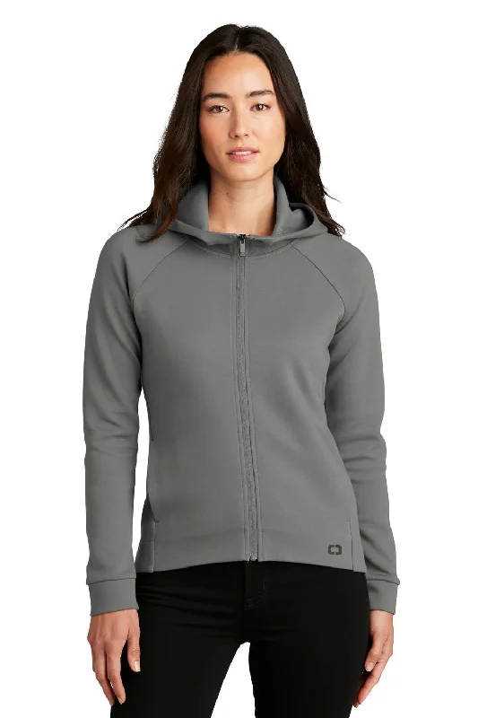 Ogio Womens Bolt Full Zip Hooded Sweatshirt Hoodie - Turbo Grey