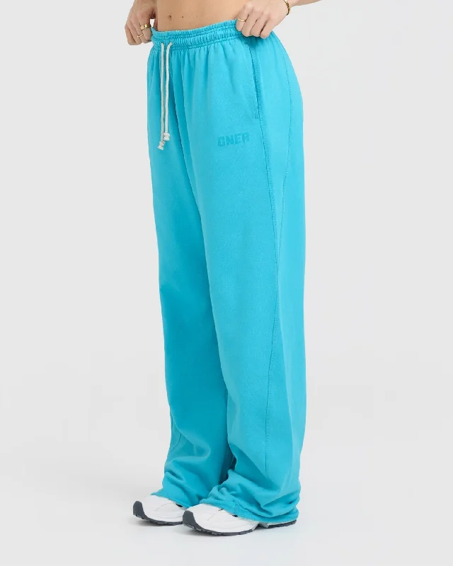 Raw Lounge Wide Leg Joggers | Aqua Blue