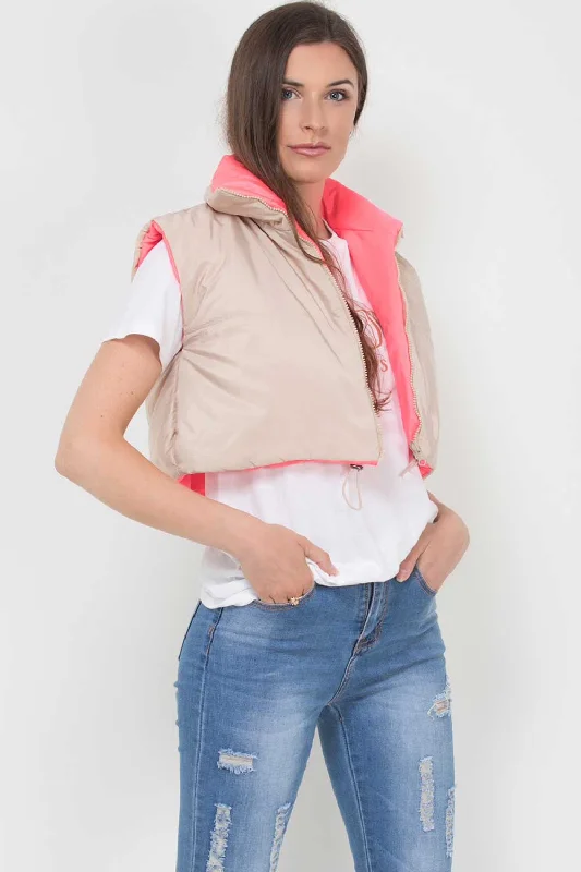 Cropped Gilet Beige Reversible