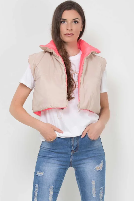 Cropped Gilet Beige Reversible