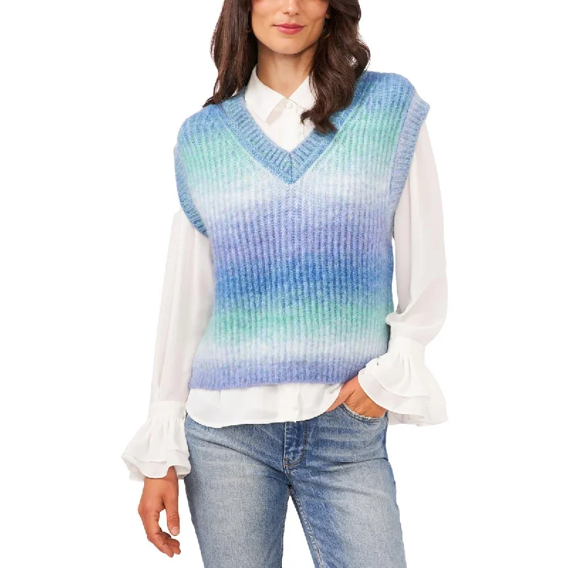 Riley & Rae Womens Tie-Dye Knit Sweater Vest