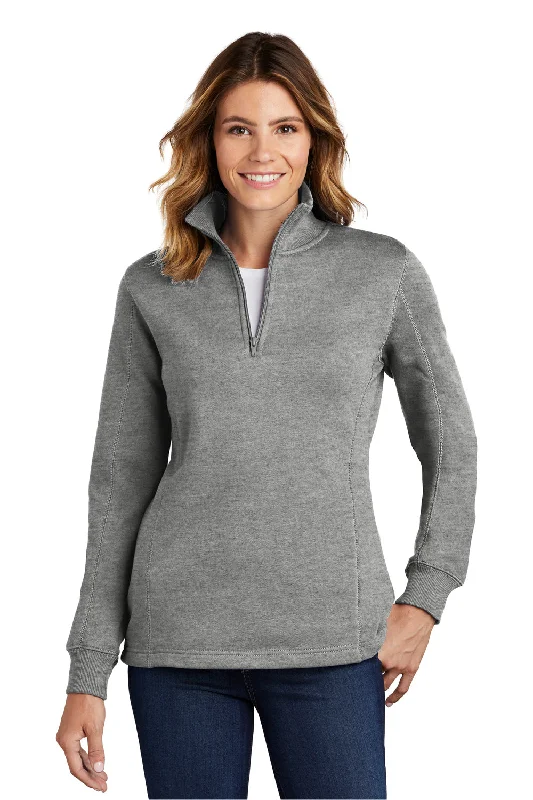 Sport-Tek Womens Shrink Resistant Fleece Hooded Sweatshirt Hoodie - Heather Vintage Grey