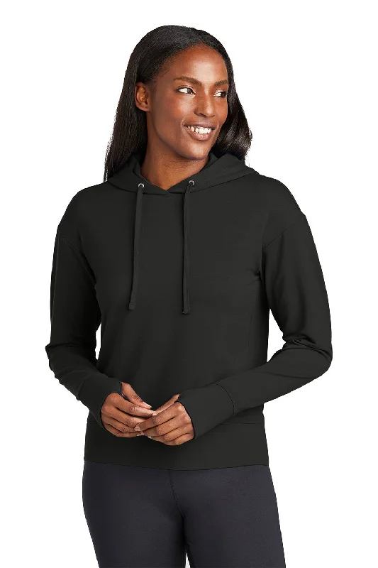 Sport-Tek Womens Sport-Wick Moisture Wicking Flex Fleece Hooded Sweatshirt Hoodie - Black