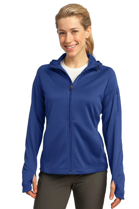 Sport-Tek Womens Tech Moisture Wicking Fleece Full Zip Hooded Sweatshirt Hoodie - True Royal Blue