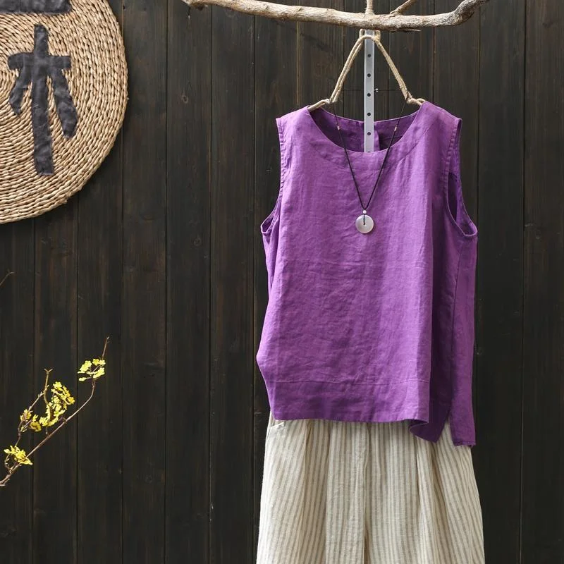 Summer Wild Cotton And Linen Women Vest