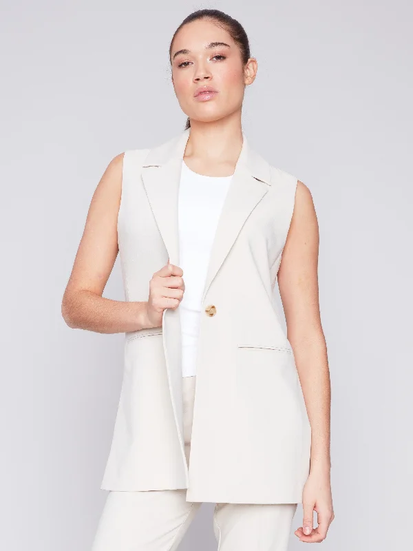 Tailored Blazer Vest - Beige