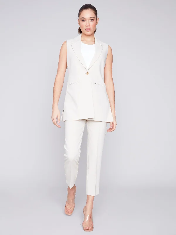 Tailored Blazer Vest - Beige