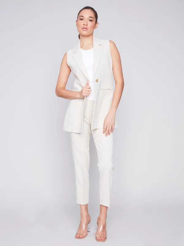 Tailored Blazer Vest - Beige