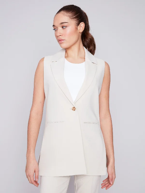 Tailored Blazer Vest - Beige