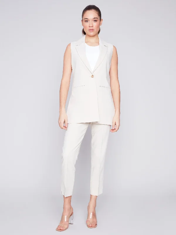 Tailored Blazer Vest - Beige