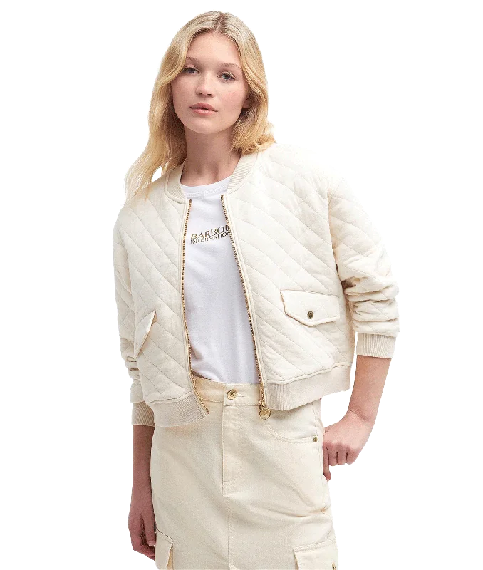 Alicia Quilted Bomber Jacket - Cream