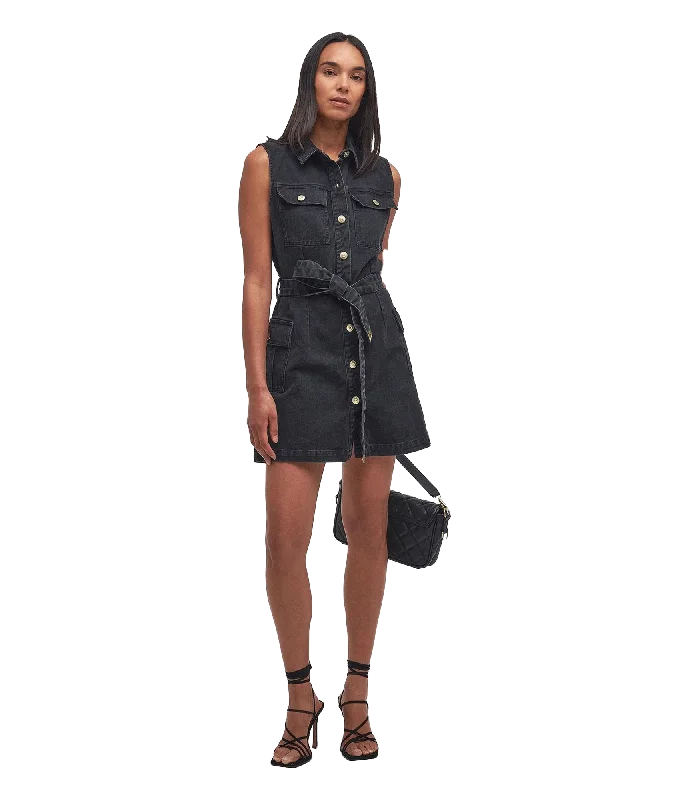 Tamsin Denim Mini Dress - Black