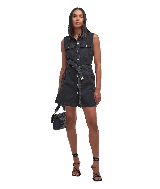 Tamsin Denim Mini Dress - Black