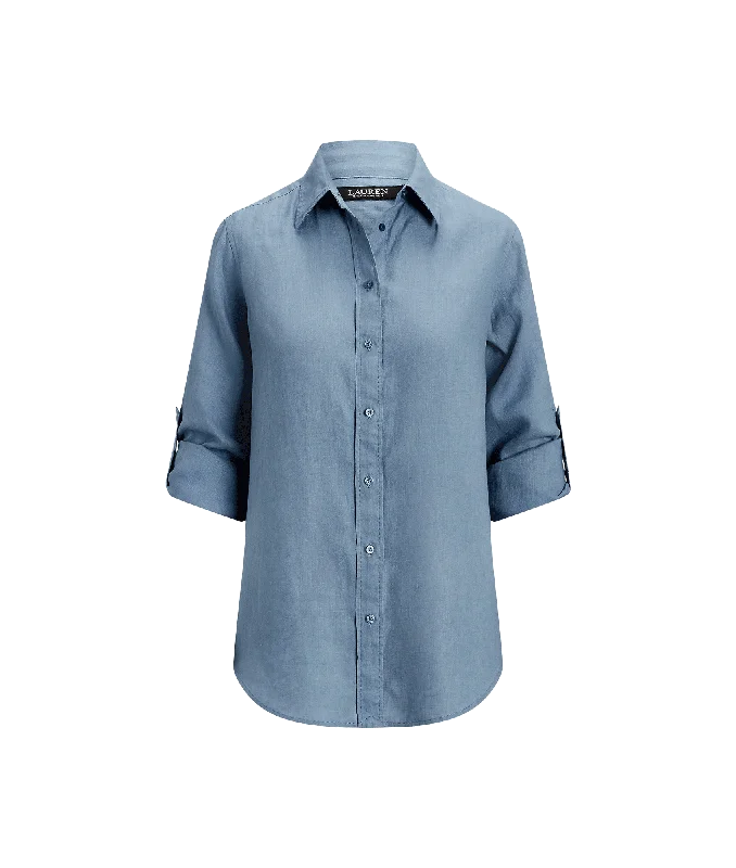 Relaxed Fit Linen Shirt - Blue