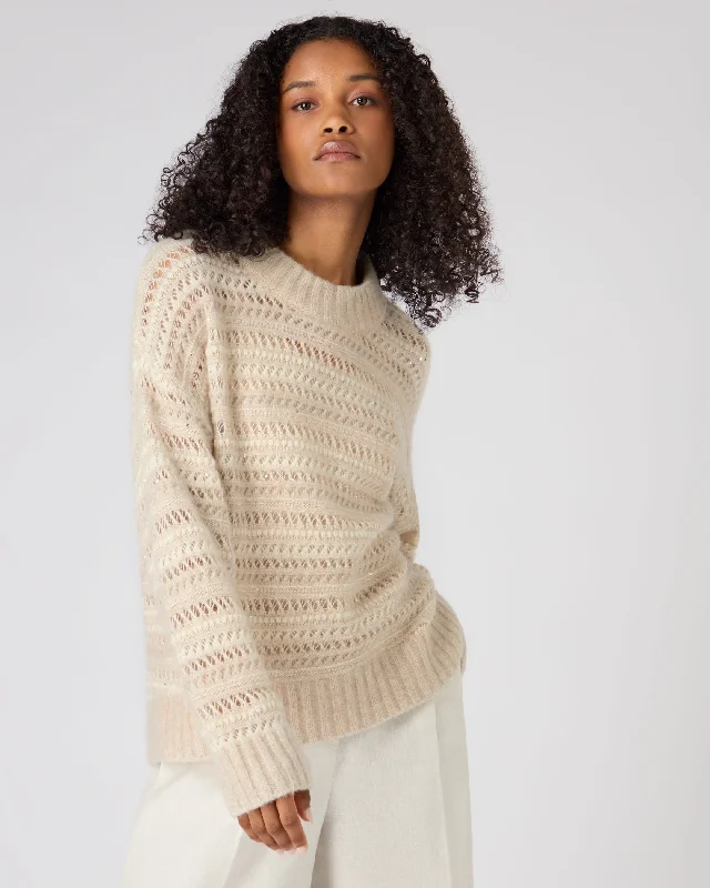 Women's Multi Stitch Sweater Beige Brown