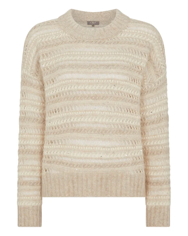 Women's Multi Stitch Sweater Beige Brown