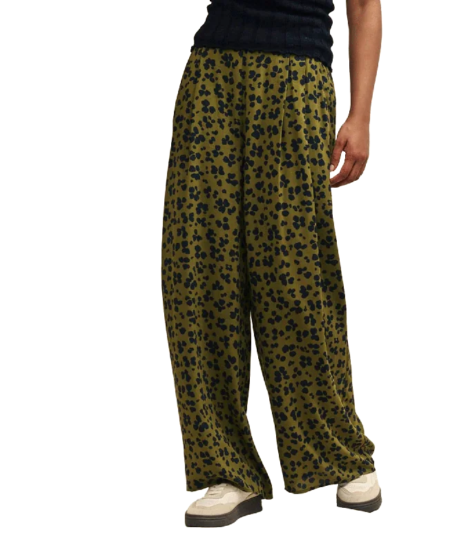 Animal Print Full Length Wide Leg Zeena Trousers - Green