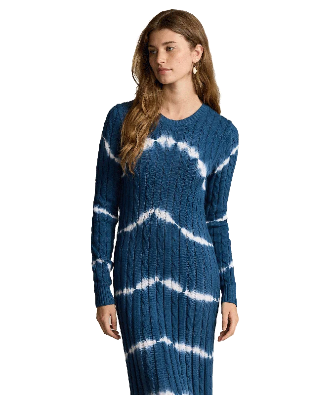 Tie-dye Cable-knit Sweater Dress - Multi