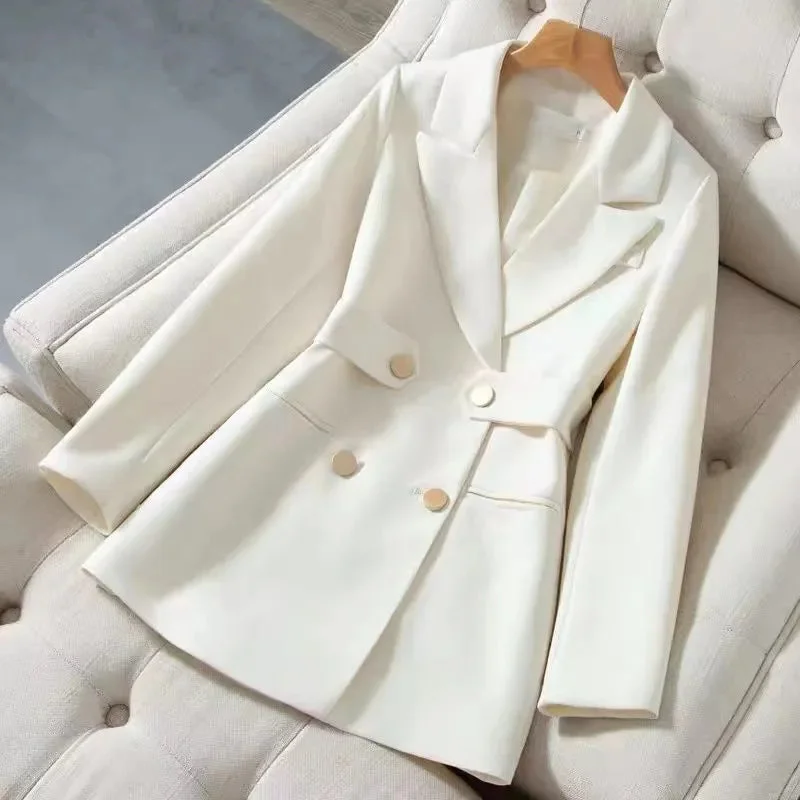 Suit Coat Women's Spring Autumn New Fashion White Blouse Blazers for Women Chic and Elegant Woman Jacket Casual Slim