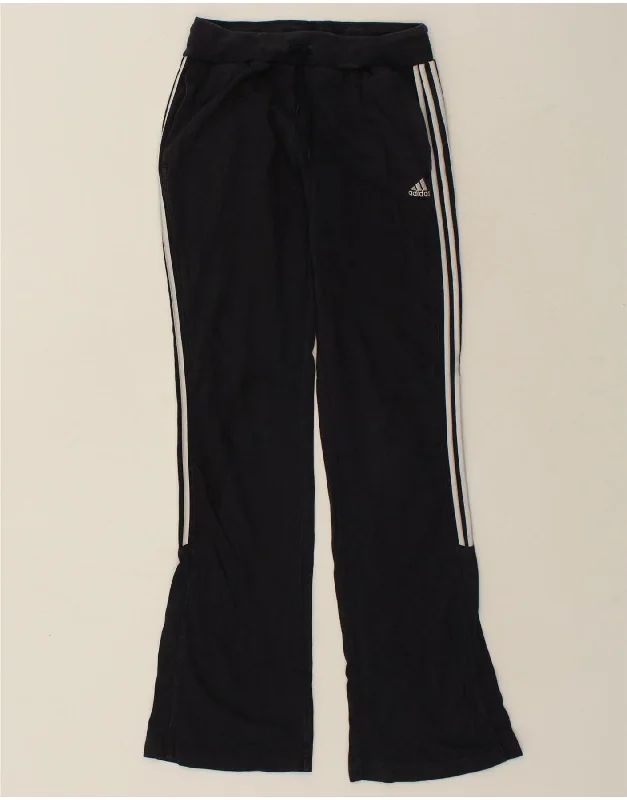 ADIDAS Womens Flare Tracksuit Trousers UK 8 Small Navy Blue Cotton