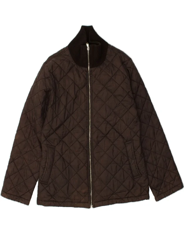 BENETTON Womens Quilted Jacket UK 12 Medium Brown Polyamide