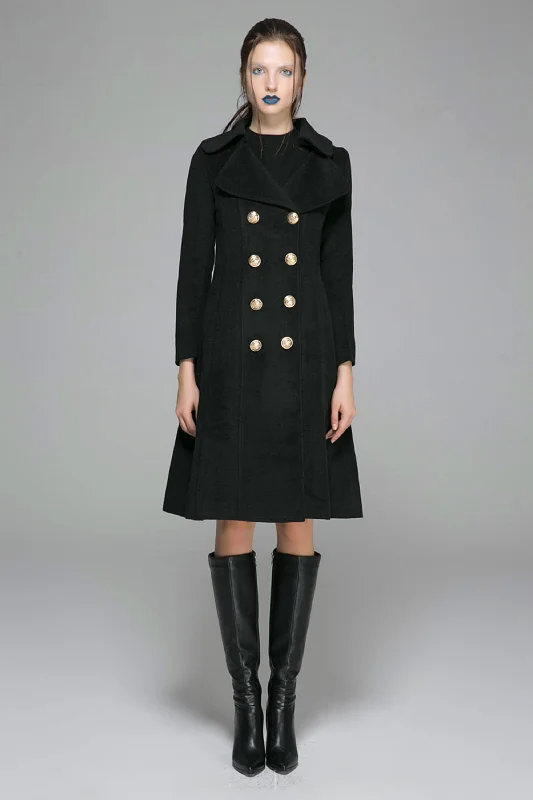 Black Winter Wool Coat 1370#