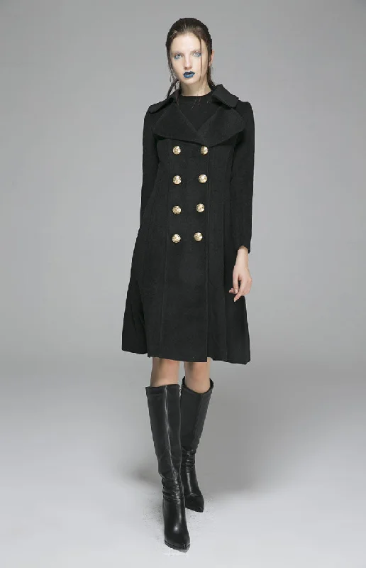 Black Winter Wool Coat 1370#