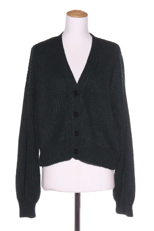 BLAK LUXE - Wool & mohair rib knit cardi - Green! 12-14