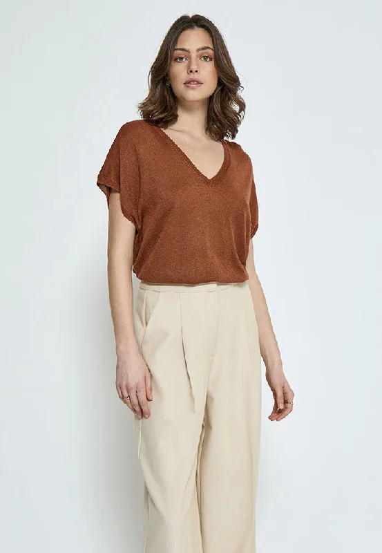 Carlina Knit T-Shirt - Desert Sand Metal.