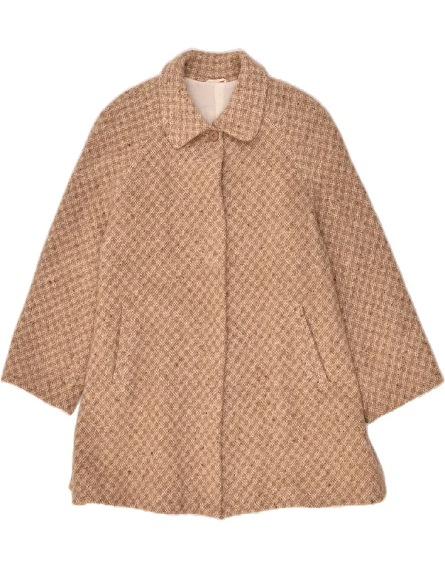 CAROL Womens Overcoat IT 46 Large Beige Check