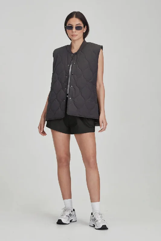 Commoners - Womens Quilted Vest, Charcoal