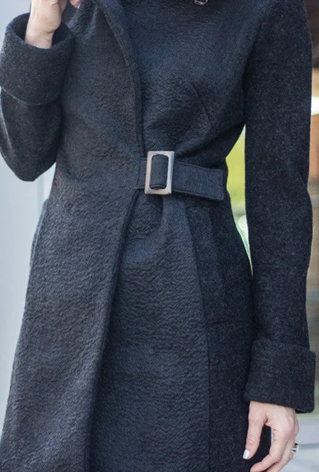 COWL NECK COAT · black alpaca