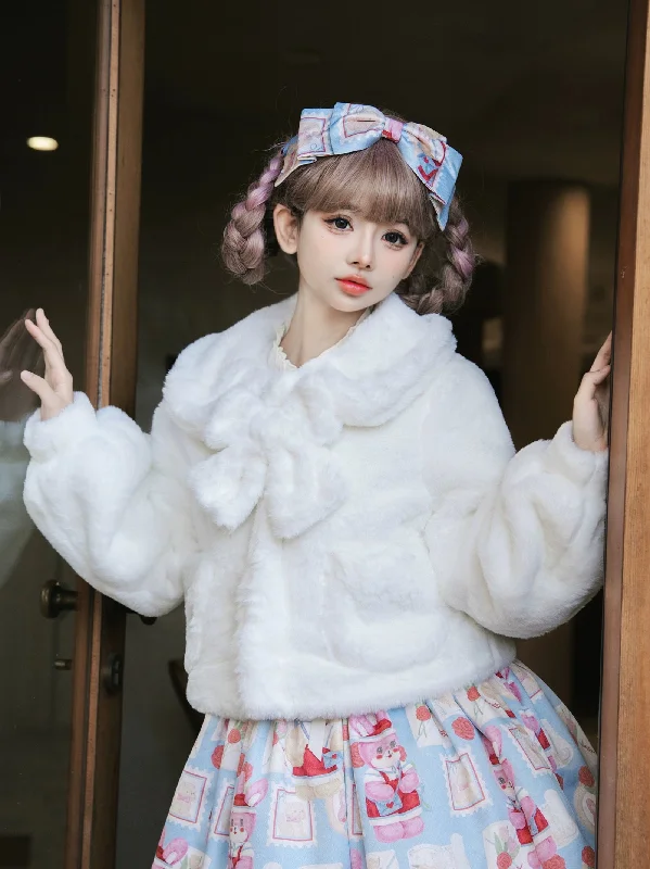 Eieyomi~Daily Lolita Coat Imitation Rabbit Hair Short Winter Coat