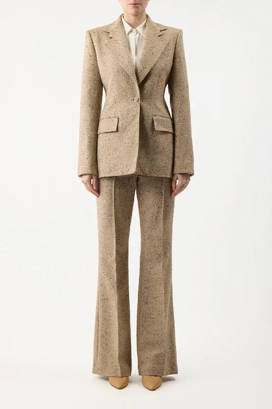 Delmas Blazer in Oatmeal Multi Cashmere Virgin Wool