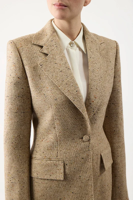 Delmas Blazer in Oatmeal Multi Cashmere Virgin Wool