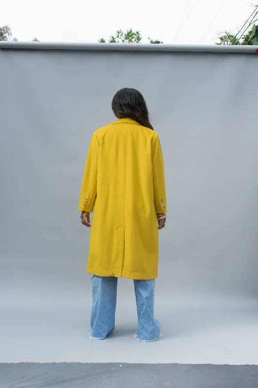 Double Breasted Car Coat - Citrine Yellow